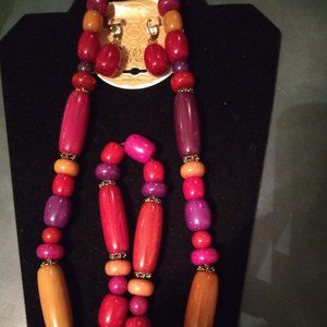 African Red And Purple Stone Necklace Set